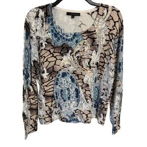 PIERRI New York M women’s sequins detailed elaborate baroque print sweater